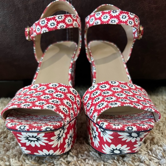 Tory Burch Canvas Floral Print Wedge Sandals - Women's Sz 9.5M - Great condition - Picture 2 of 12